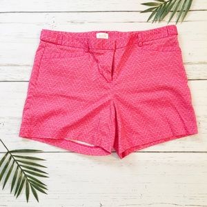 Pink and coral fan pattern cotton shorts